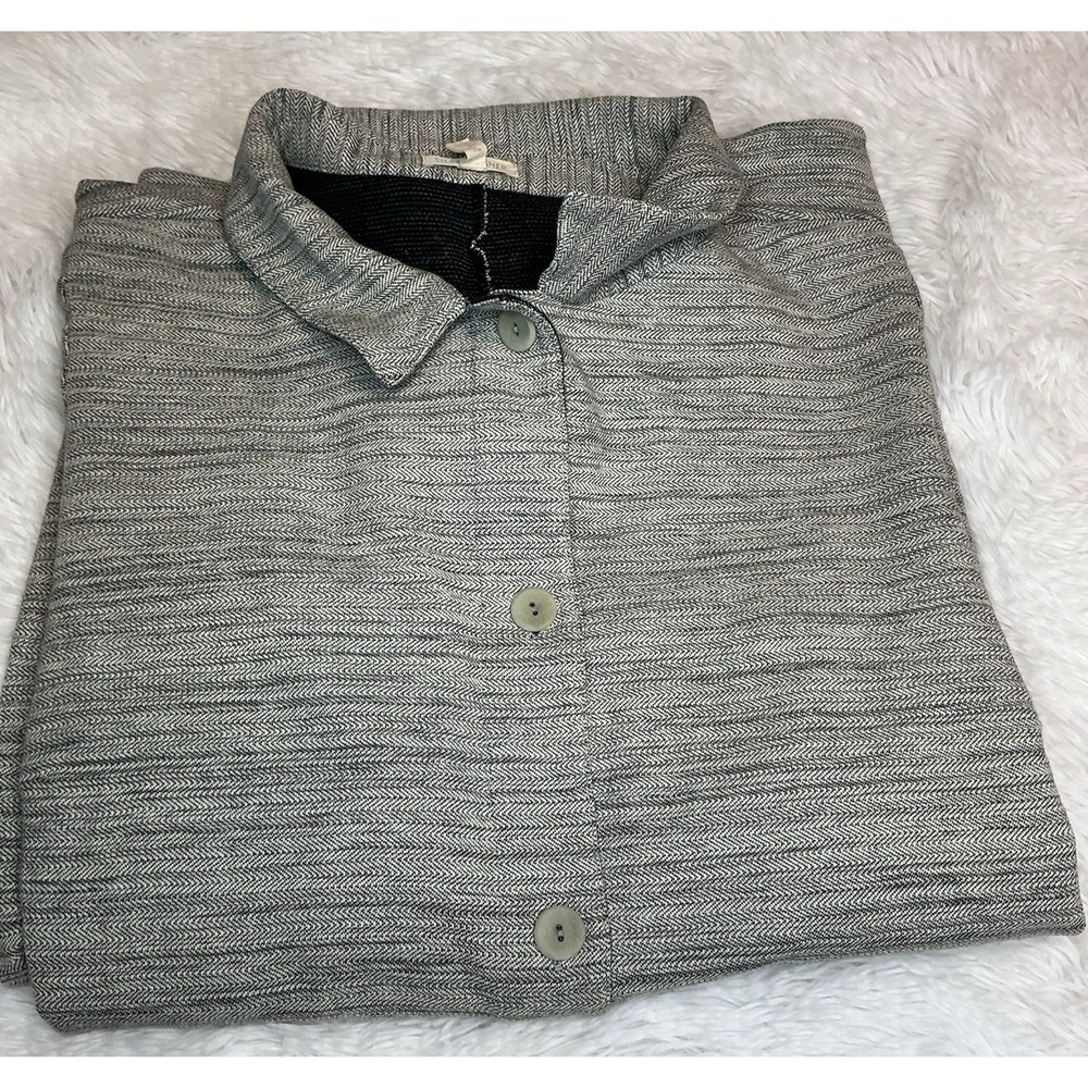 Eileen Fisher Women's 2xl Button Down long Sleeve Herringbone Coat
